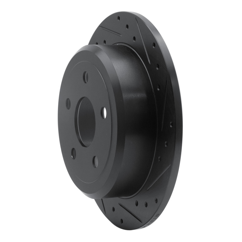 Jeep Wrangler Brake Rotor (1) - Rear Right - R1 Concepts - Drilled & Slotted - Black - `07-`18